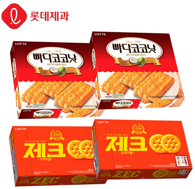 [본사직영]롯데제과 빠다코코넛300gX2개+제크300gX2개, 300g, 4개