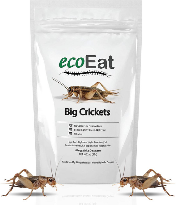 에코잇 식용 곤충 큰 검은 귀뚜라미 - 식용 벌레 식용 건조 ecoEat Edible Insects Big Black Crickets to Eat – Edible Bugs Edib, 15g
