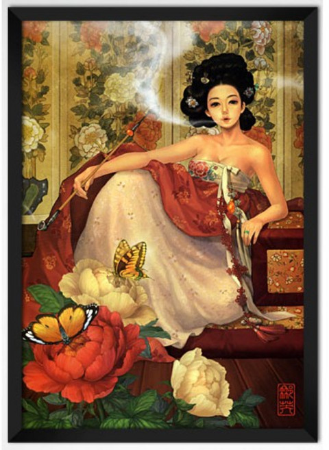 퍼즐라이프 우나영 목단화여인 인물화 1000피스 직소퍼즐액자 PL1227, 퍼즐+슬림우드블랙액자, 1개