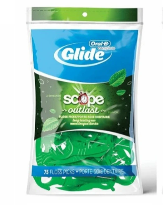오랄비 글라이드 플로스픽 민트 일회용 치실 75개입 코스트코 Oral-B Complete Glide Scope Mint Floss Picks, 75개, 1세트, 2cm - 쿠팡
