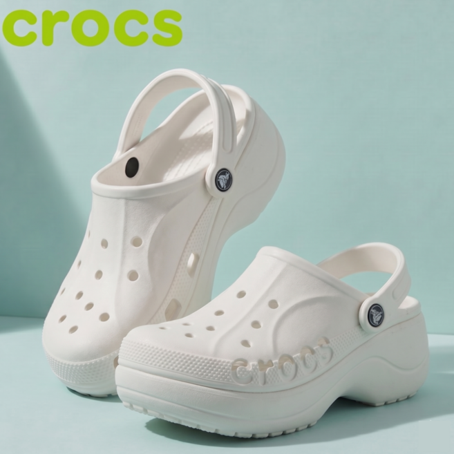 크록스 바야 플랫폼 클로그 Crocs 여성 슬리퍼 벨루어 악세서리 세트