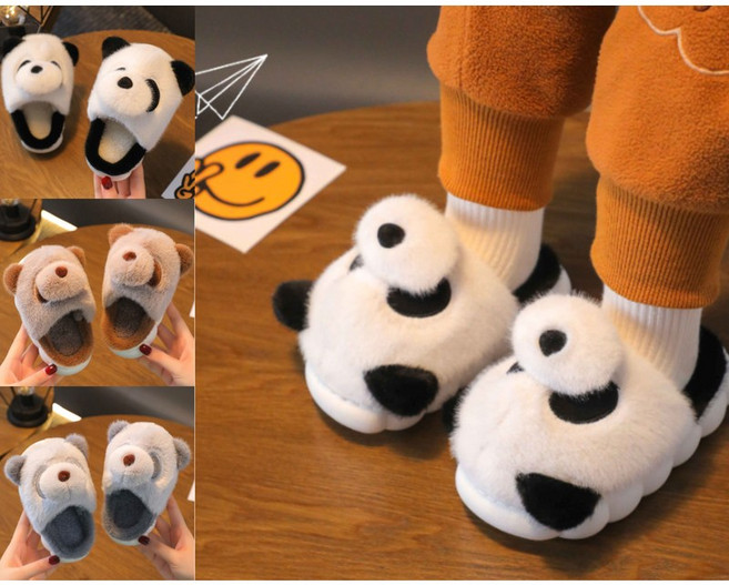 팬더 캐릭터 겨울 털 실내화 귀여운 판다 인형 방한 보아털 슬리퍼
