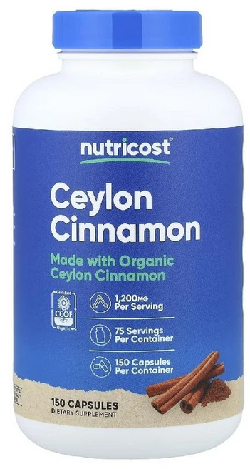뉴트리코스트 실론 시나몬 1200mg Ceylon Cinnamon 캡슐 150정, 1개 - 쿠팡