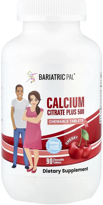 BariatricPal 구연산 칼슘 플러스 500 체리 츄어블 정제 90정, BariatricPal구연산칼슘플러스500체리츄어블정제, 1개 - 쿠팡
