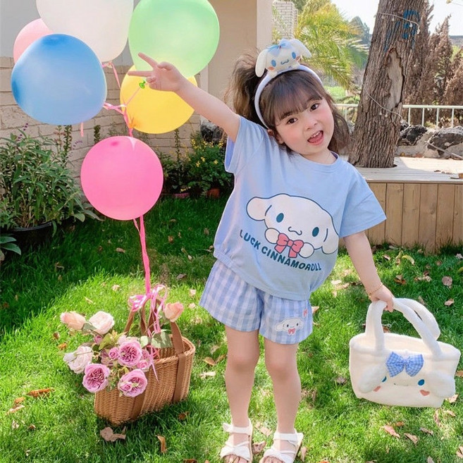 GOYES 산리오 캐릭터 상하복 시나모롤 쿠로미 반팔 반바지 세트