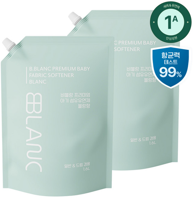 비블랑 유아 섬유유연제 블랑향 리필, 2개, 1.6L