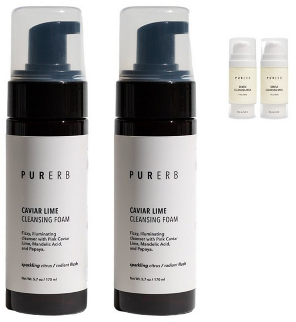 퓨어브 캐비어라임 클렌징 폼 170ml 저자극 비타민C 모공 각질 미백 버블 클렌저, 1개