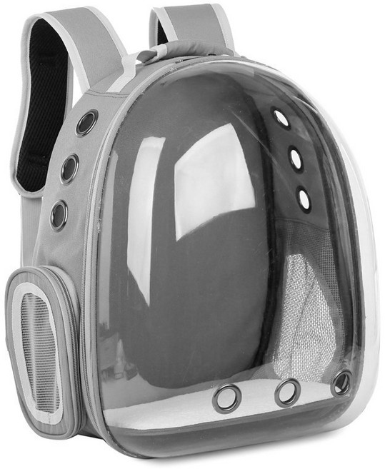 애견 백팩 투명우주선 강아지가방 고양이 백팩, 그레이, 1개