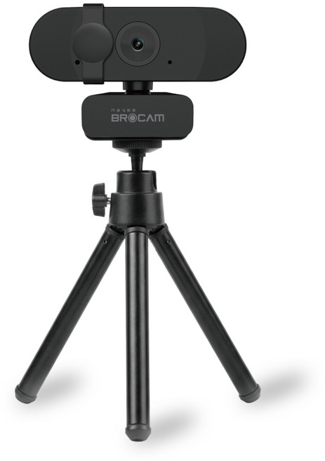 나비 브로캠 QHD 500만화소 웹캠 노트북 컴퓨터 화상카메라 듀얼마이크 자동초점조절 4K 업스케일링 NV76-CM400A, 블랙, 삼각대증정
