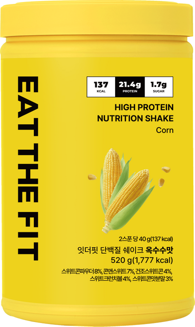 잇더핏 단백질 쉐이크 대용량(옥수수맛), 520g, 1개