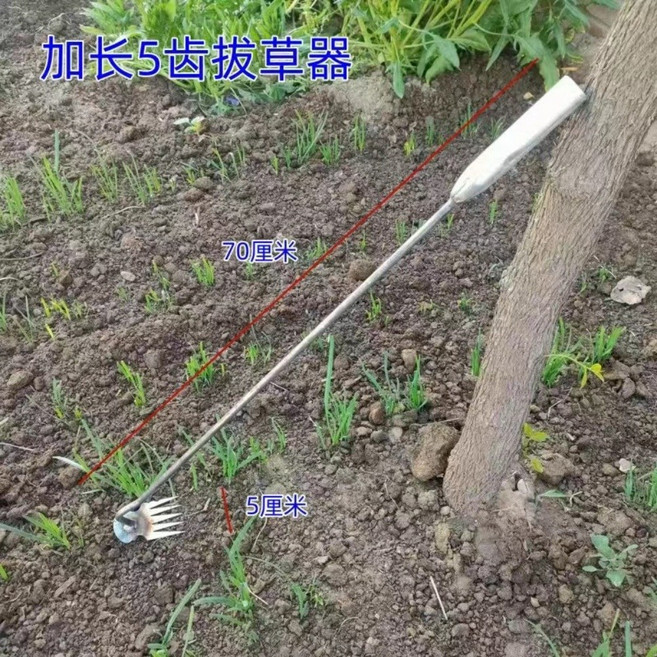 잡초제거 낫 농기구 텃밭 갈쿠리 밭갈이곡괭이 호미 풀뽑기 제초 도구, 01. 확장형 5이빨 잡초뽑기, 1개