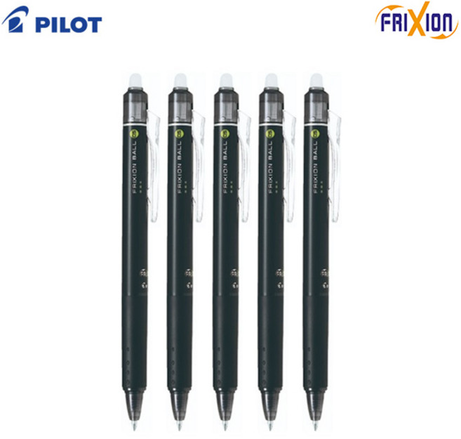 파이롯트 프릭션 지워지는 볼펜 0.5mm, 블랙, 5개