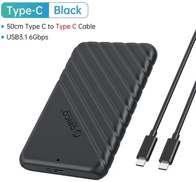 ORICO HDD 케이스 2.5인치 SATA to USB 3.0 하드 드라이브 인클로저(2.5인치 SSD 디스크 박스 6TB 보관 외, 12 Type-C to Type-C, 1