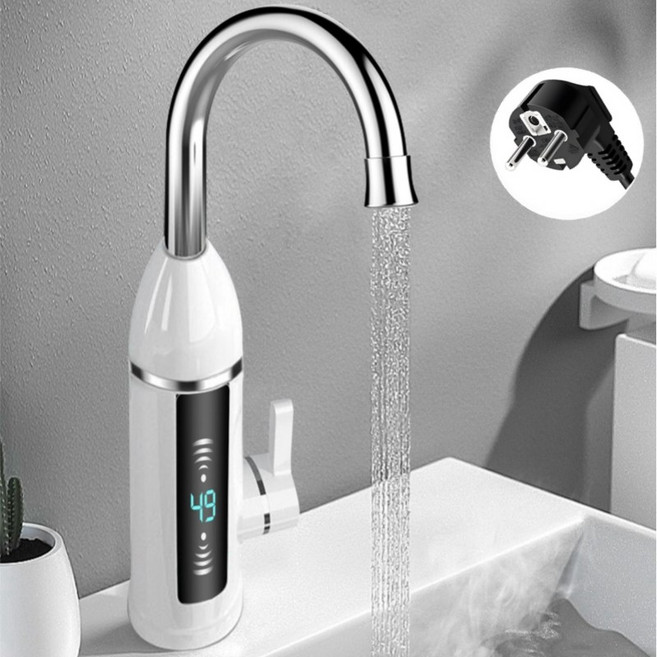 Mochae 전기순간온수기 3초 급속 수도꼭지온수 가정용 전기온수꼭지 지능형 항온 싱크대 세면대 주방과 화장실 겸용, 은색