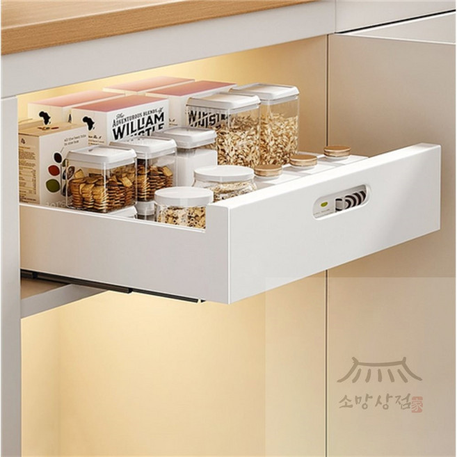 소망상점 슬라이딩 레일 선반(35cm) (화이트) 인출망장