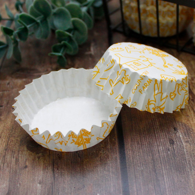 오븐용 베이킹 몰드 타르트 구움과자 코팅 유산지 원형 페트컵 패턴, 1세트, 300개입