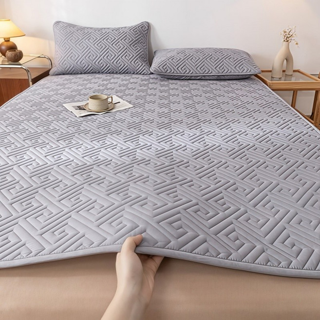 Montheria 침대패드 누빔 고밀도 진드기차단 침대패드 고정밴드형 사계절 항균 D12-36, 스타일A