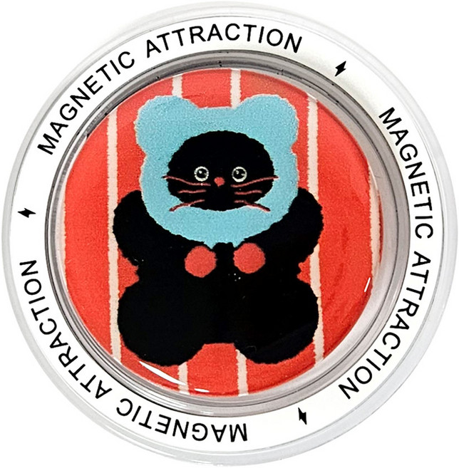 레모토 맥세이프 일러스트 그립톡 자석 거치대, 02.하늘모자고양이