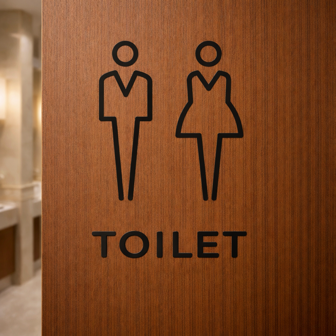 하스몰 도어사인 접착식 화장실 표지판 팻말, 1개, 블랙 B