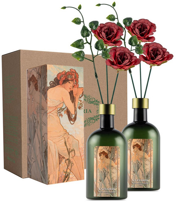 라플로리아 꽃 디퓨저, 2개, 500ml, S6.다시한번힘내요향/A2.들장미-L12/레드