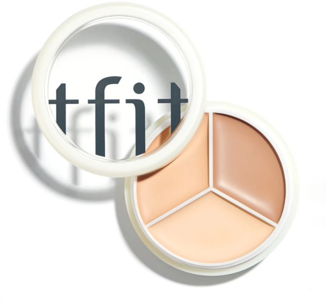 TFIT 三色遮瑕盤 水潤遮瑕膏 遮蓋斑點痘印黑眼圈 持久清透提亮淚溝, 圖片色, 1個