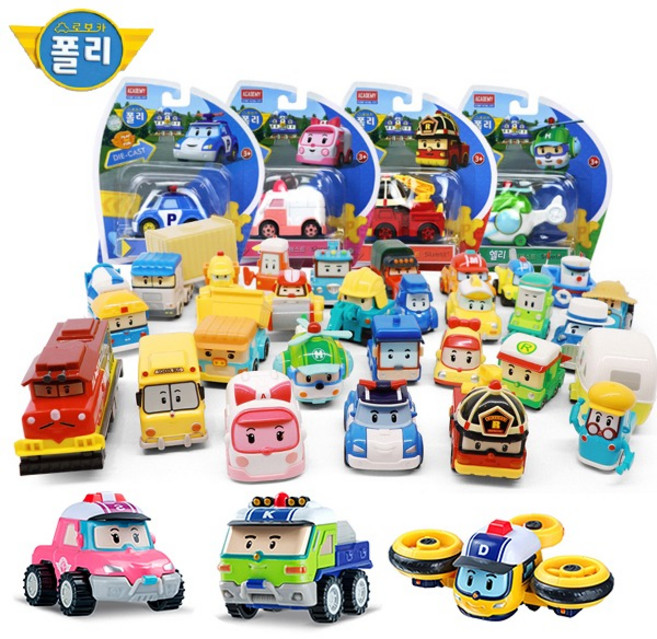 로보카폴리 다이캐스팅 완구 30종 / 자동차모드 장난감 / 플레이세트 호환, 캡, 1개