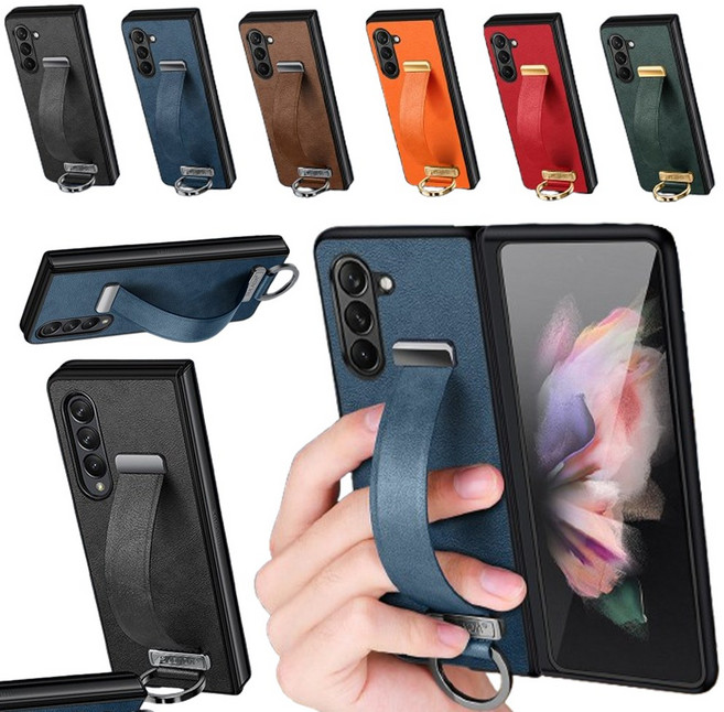 갤럭시 z폴드 7 6 5 4 3 2 모던 컬러 소프트 가죽 링 고리 거치대 핸드 스트랩 예쁜 지폴드 제트폴드 폴더 케이스