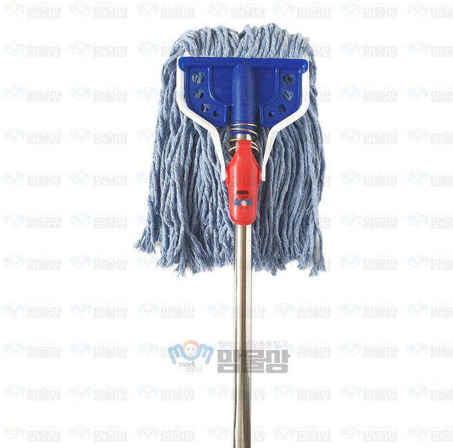 맘물상 원터치헤드+마포걸레+스테인레스봉 대걸레 세트 학교대걸레 스테인레스자루 마포걸레세트, 1세트