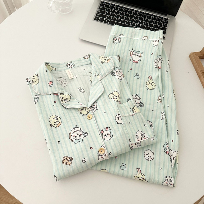 Lris 남녀공용 치이카와 하치와레 잠옷세트 커플 홈웨어 상하복