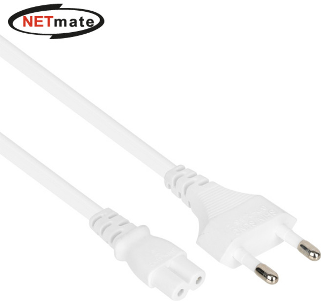 강원전자 넷메이트 NMP-KPC806W 220V 전용 2구(8자) AC 파워 케이블 0.6m(화이트), 1개, 0.6m