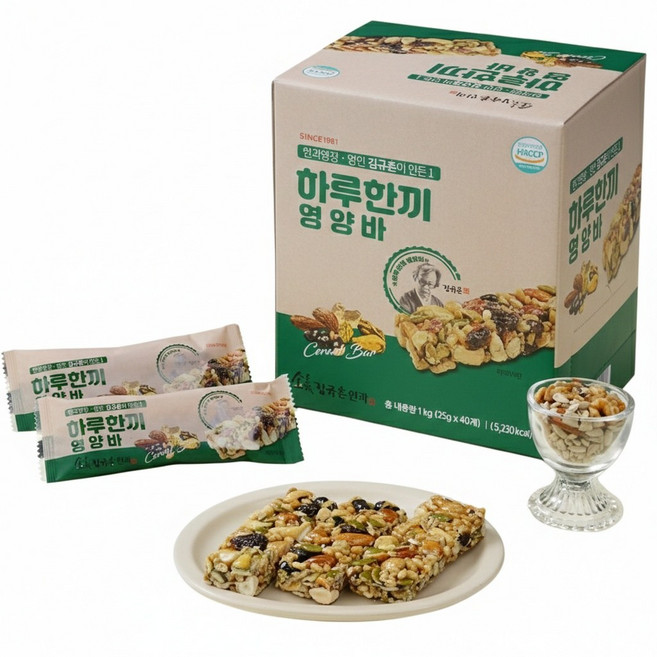 김규흔 한과 견과류바 에너지바 영양바 하루한끼 영양바 40개입, 25g, 40개