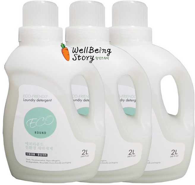 에코라운드 세탁세제 1종 2L, 3개