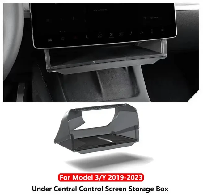 쿠쿠스토어 테슬라 모델 3/Y 2019-2023 센터 콘솔 하단 스크린 수납함 숨김형 접이식 차량 정리 트레이, 04 Before 2023 Model 3Y