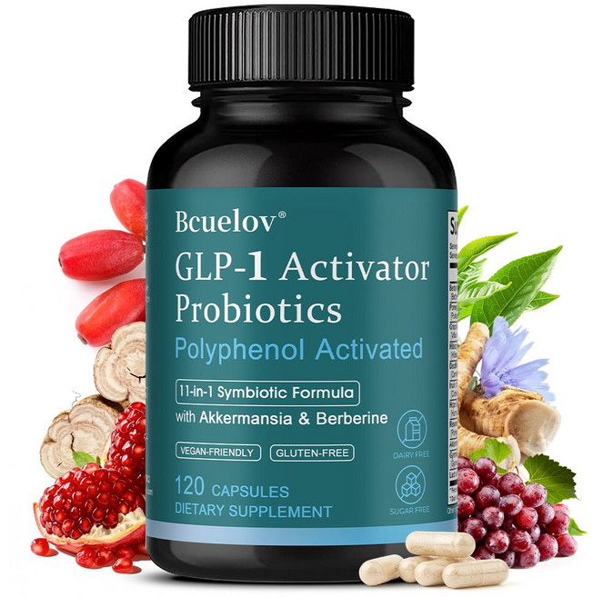 남녀 모두에게 좋은 GLP-1 보충제 - 아커만그래스 베르베린 이눌린 EGCG 레스베라트롤 홉이 풍부 - 식욕조절 소화촉진 배고픔과 식욕감소 장건강에 도움, 1개, 60회분