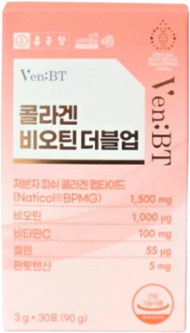 종근당 콜라겐 비오틴 더블업 3gx30포 1박스, 1개, 90g