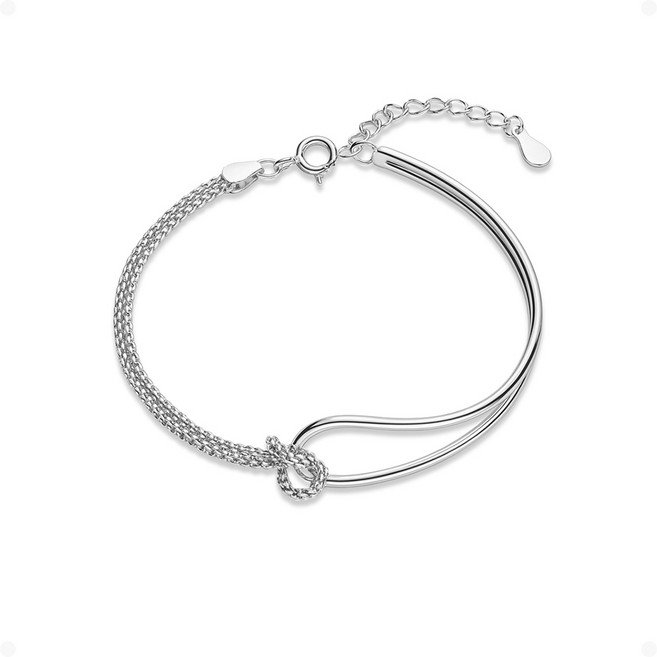 ARIN 실버925 하프 뱅글 체인 두줄 팔찌 ABD006