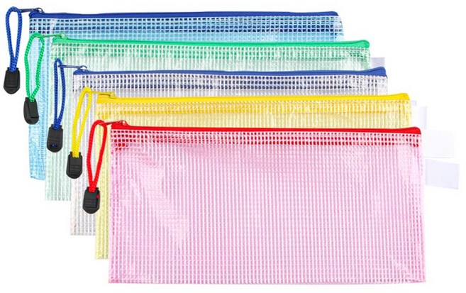 튼튼한 사무용 PVC 방수 파일 소품 보관 지퍼 파우치, A6, 5개