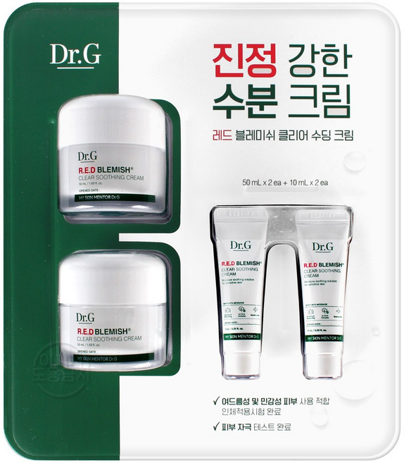 닥터지 레드 블레미쉬 클리어 수딩크림 50ml(2ea)+10ml(2ea) 시카 수분 진정, 1개