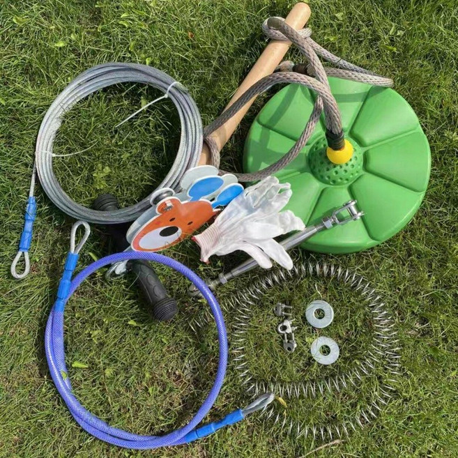 가정용 짚라인 세트 야외 핸들 슬라이딩 케이블 펜션, 10m 8mm 강철 와이어 로프