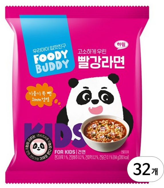 푸디버디 빨강라면, 84g, 32개