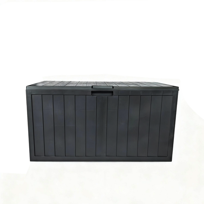 NEW 야외보관함 290L 수납 정리함 플라스틱 조립식창고 택배보관함 데크박스 수납 벤치 정원정리 베란다정리, N_290L블랙