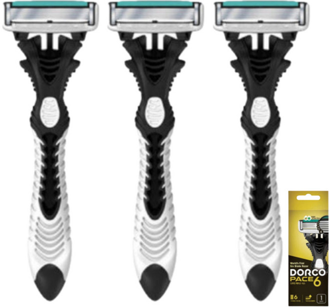 도루코 페이스6 일회용면도기 낱개 폴리백 포장, 3개, 6중날, 1개입