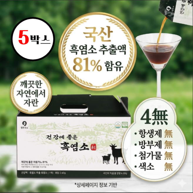 데일업 국산 흑염소 추출액 HACCP 식약처 인증 액상파우치형 액상차, 5개, 2.4kg