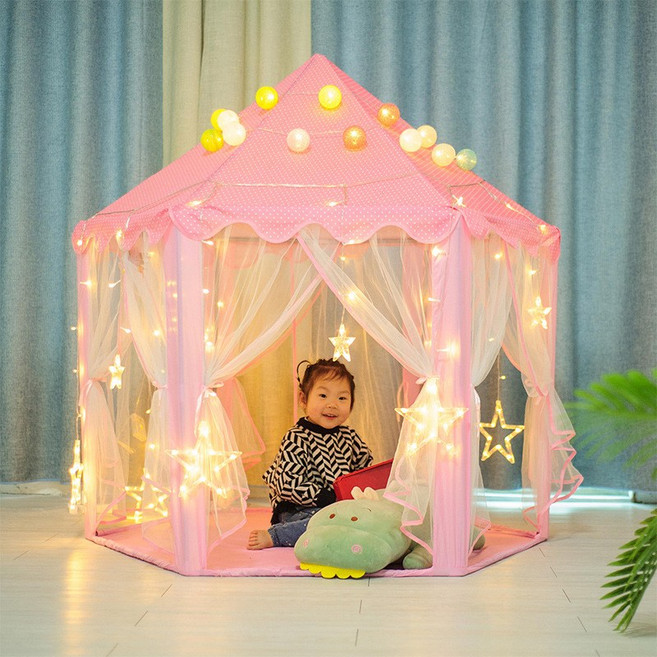 fooi 대형 어린이 레이스 플레이텐트 공주 왕자 놀이텐트 5시전 당일발송, 02. 핑크, 1개