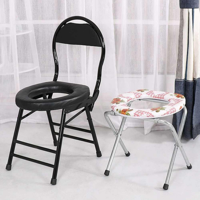 접이식 좌욕의자 이동식 장애인 체어 임산부용 뚫린 구멍 노인용 변기 두꺼운 의자, 6. 38cm 꽃무늬 의자, 1개