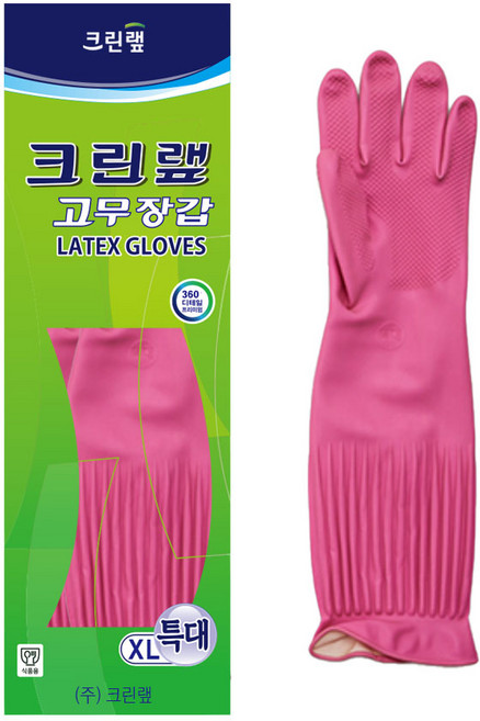 크린랲 고무장갑 일반 특대 분홍, 핑크, 특대(XL), 5개