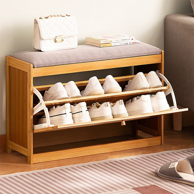 SPEEDBOX 현관 벤치 원목 슈벤치 신발장 의자 수납 벤치 신발정리 현관 인테리어, 2단, 내추럴
