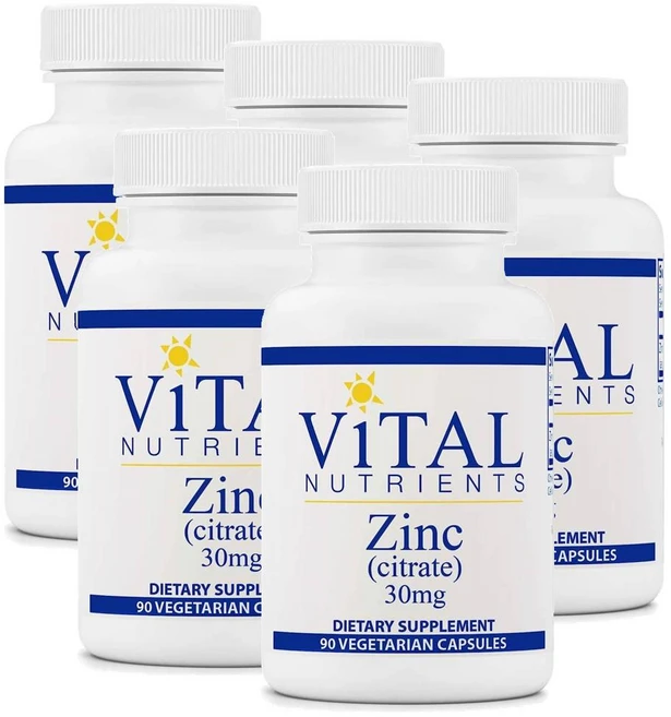 바이탈 뉴트리언츠 아연 시트레이트 30mg 캡슐 Vital Nutrients Zinc Citrate, 5개, 90정 - 쿠팡