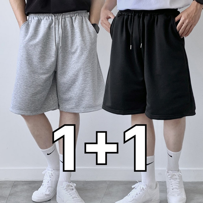 1+1 미제이 남자 버뮤다팬츠 6부 와이드 반바지