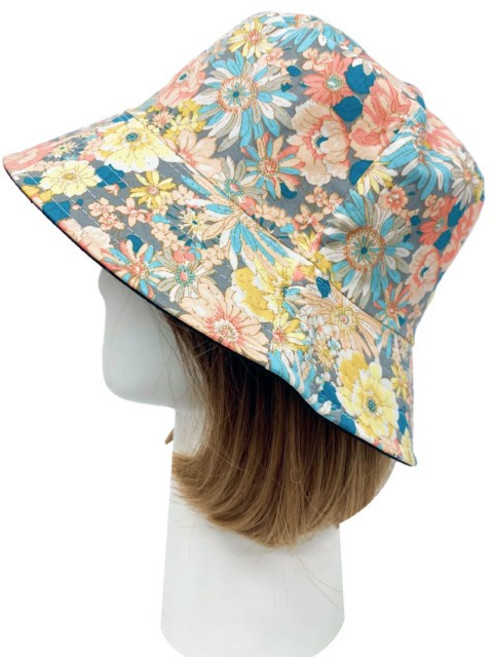 엄마짱 MHS_8732_큰꽃 힙합래퍼 양면벙거지 / 힙합모자 남여공용모자 관광여행 가족여행 해변모자 예쁜엄마모자 햇빛가리개 엄마선물모자 미시모자 중년여성 산책모자 바캉스 해외여행